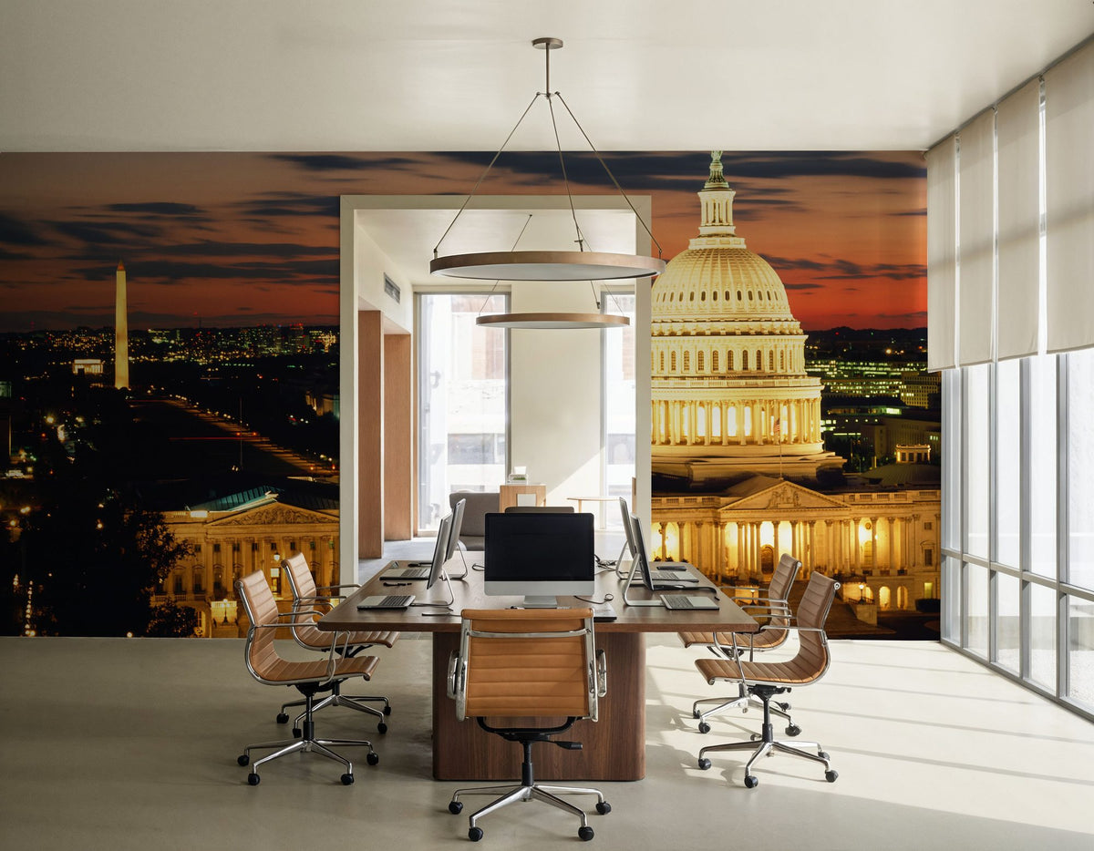 Capitol Twilight Red Mural Wallpaper - room preview 06