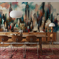 Watercolor New York Skyline Mural Wallpaper - room preview 06