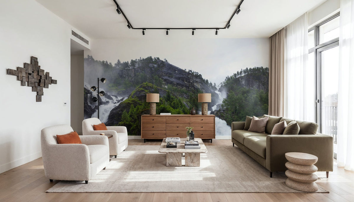 Misty Cascade Mural Wallpaper - room preview 06