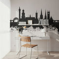 Shrewsbury England Skyline Black & White Mural Wallpaper - room preview 06