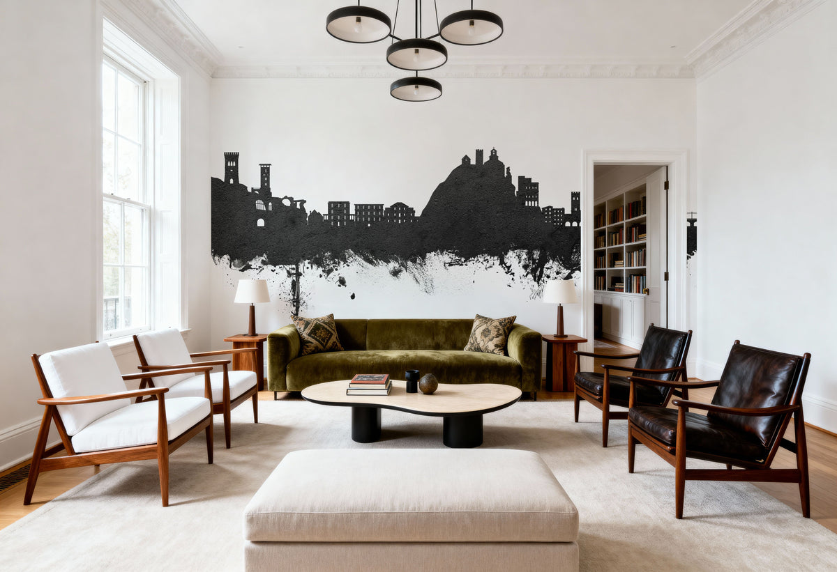 Monterosso Al Mare Italy Skyline Black & White Mural Wallpaper - room preview 06