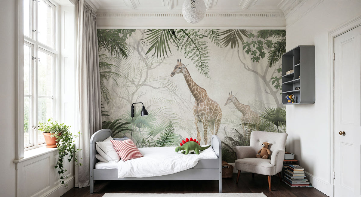 Giraffe Stroll Mural Wallpaper - room preview 06