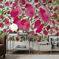 Rose Blooms Mural Wallpaper - Red Tone - room preview 06
