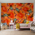 Orange Big Flowers Mural Wallpaper - room preview 06