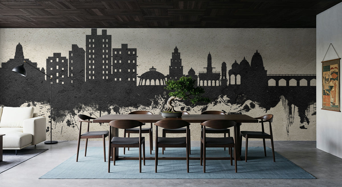 Nashik India Skyline Concrete Mural Wallpaper - room preview 06