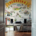 Greetings From Nebraska Map Mural Wallpaper - room preview 06