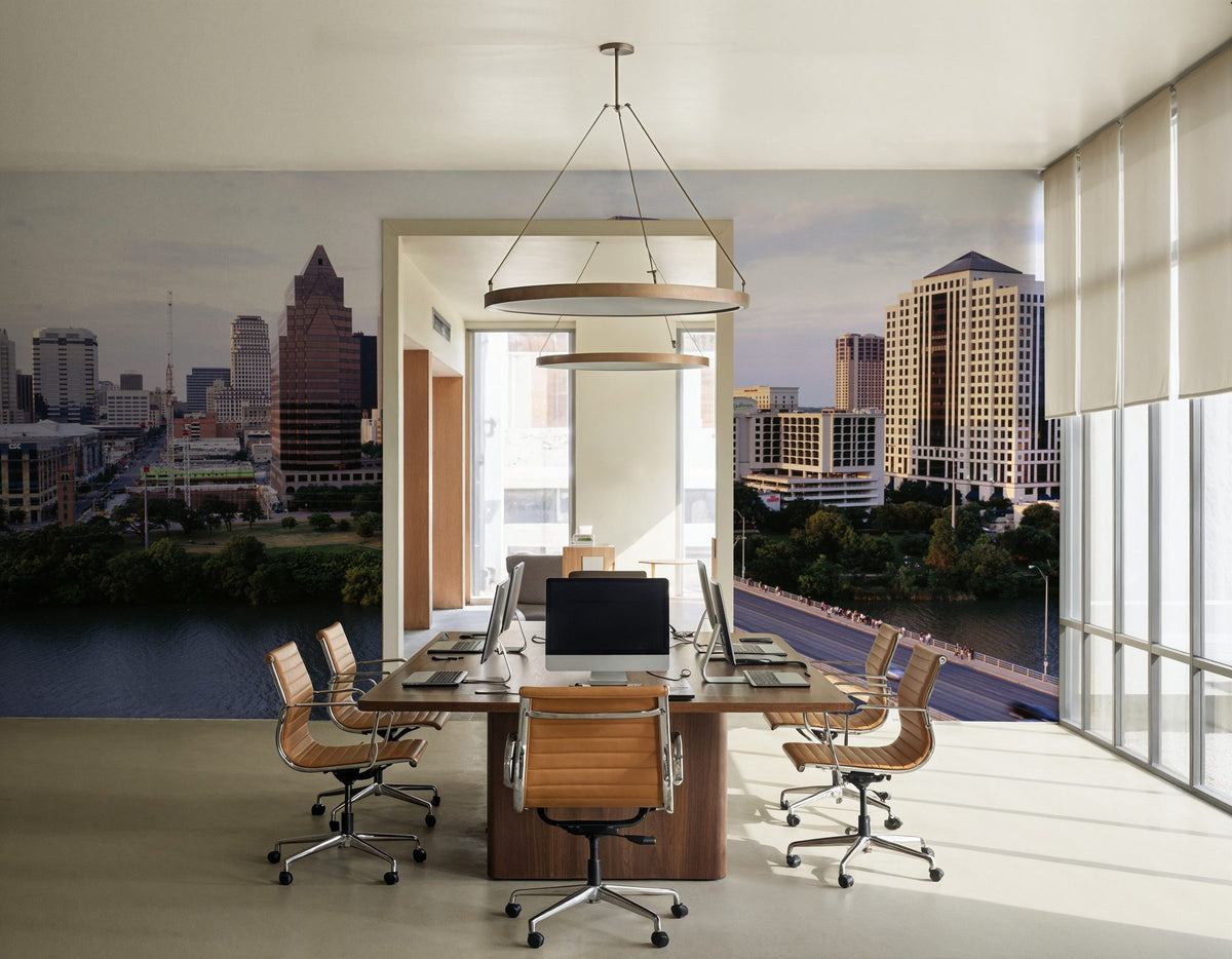 Riverside Metropolis Mural Wallpaper - room preview 06