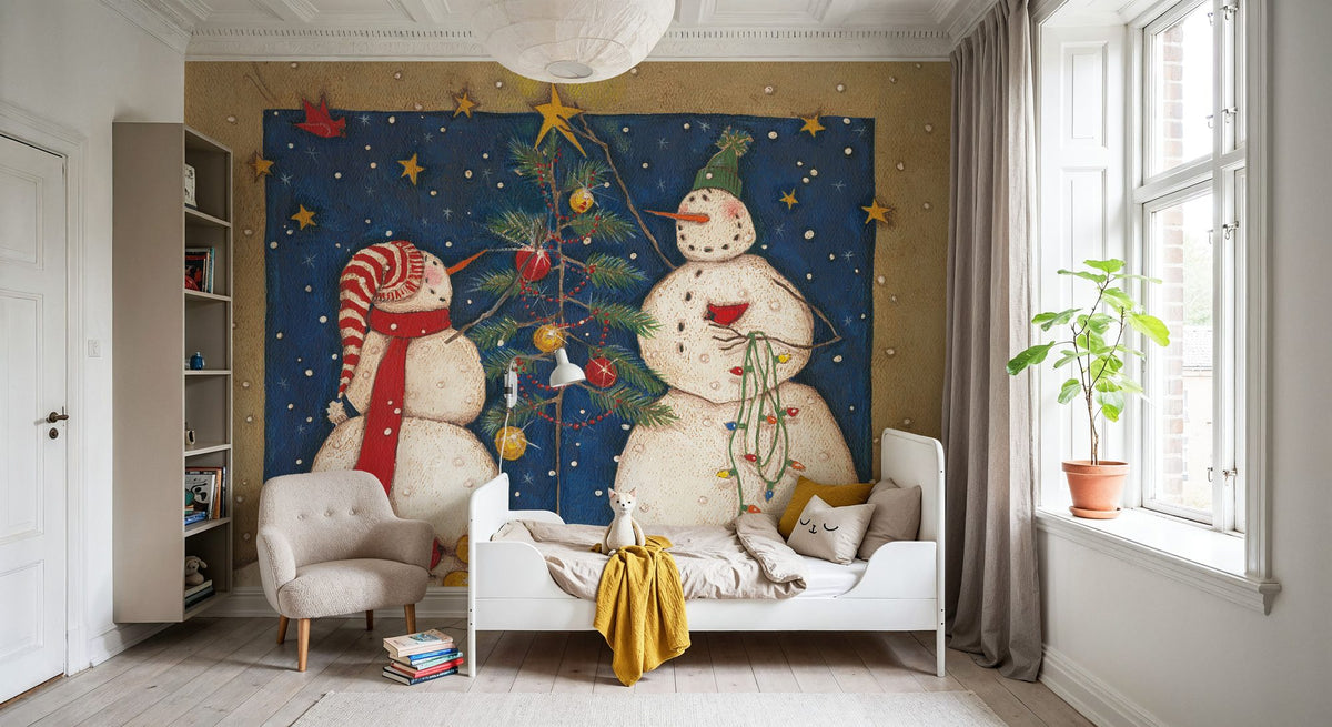 Seasonal Snowman XII Mural Wallpaper - room preview 06