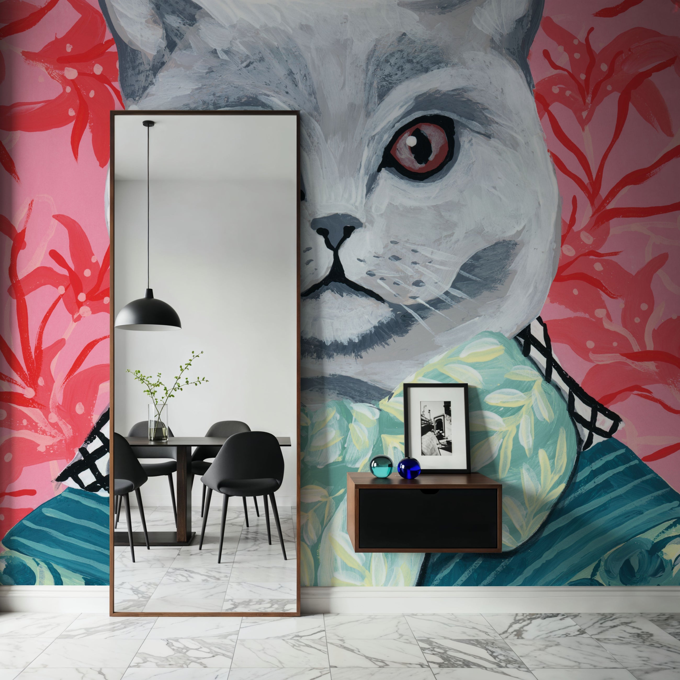 British Shorthair Dapper Cat Mural Wallpaper