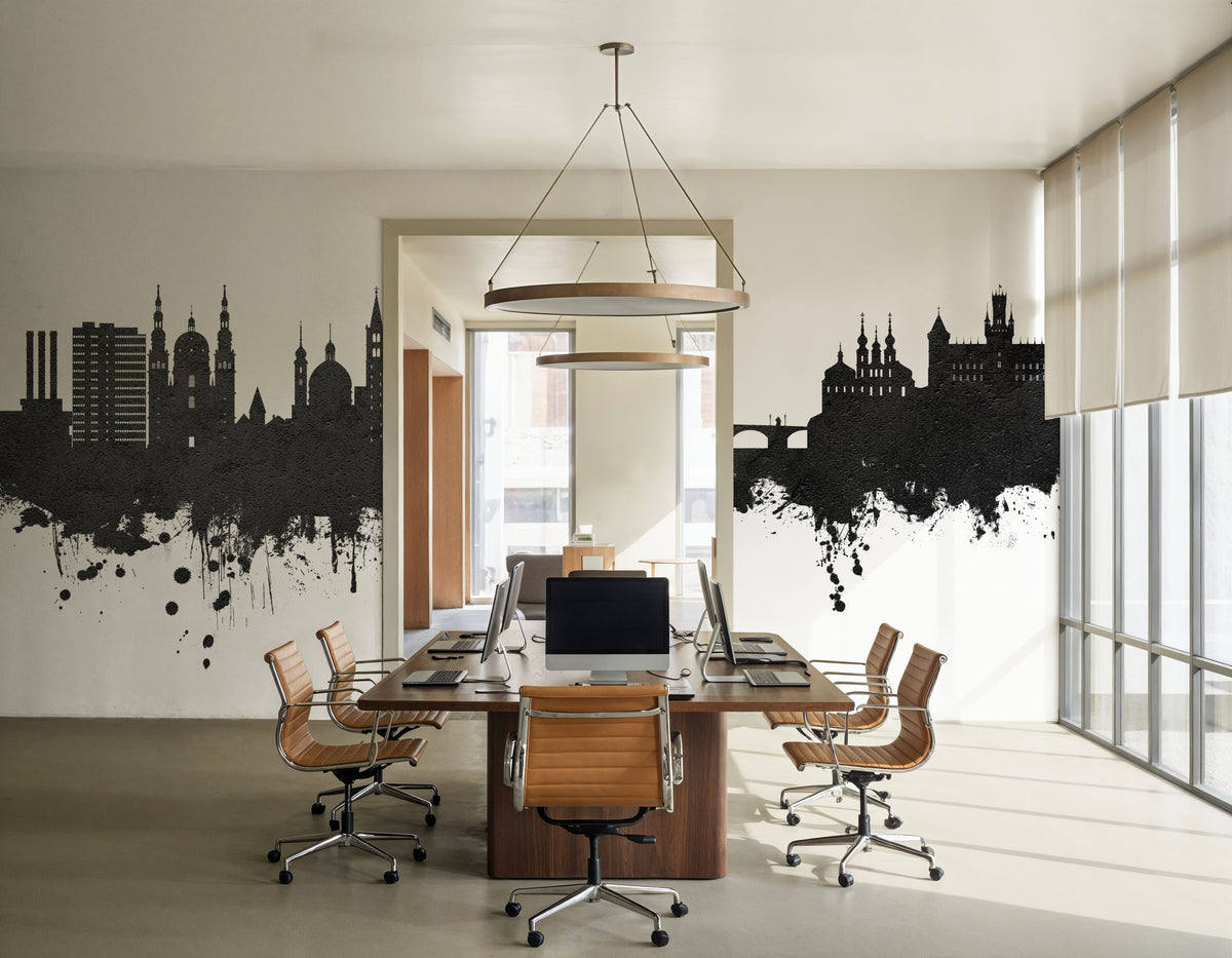 Würzburg Germany Skyline Black & White Mural Wallpaper - room preview 06