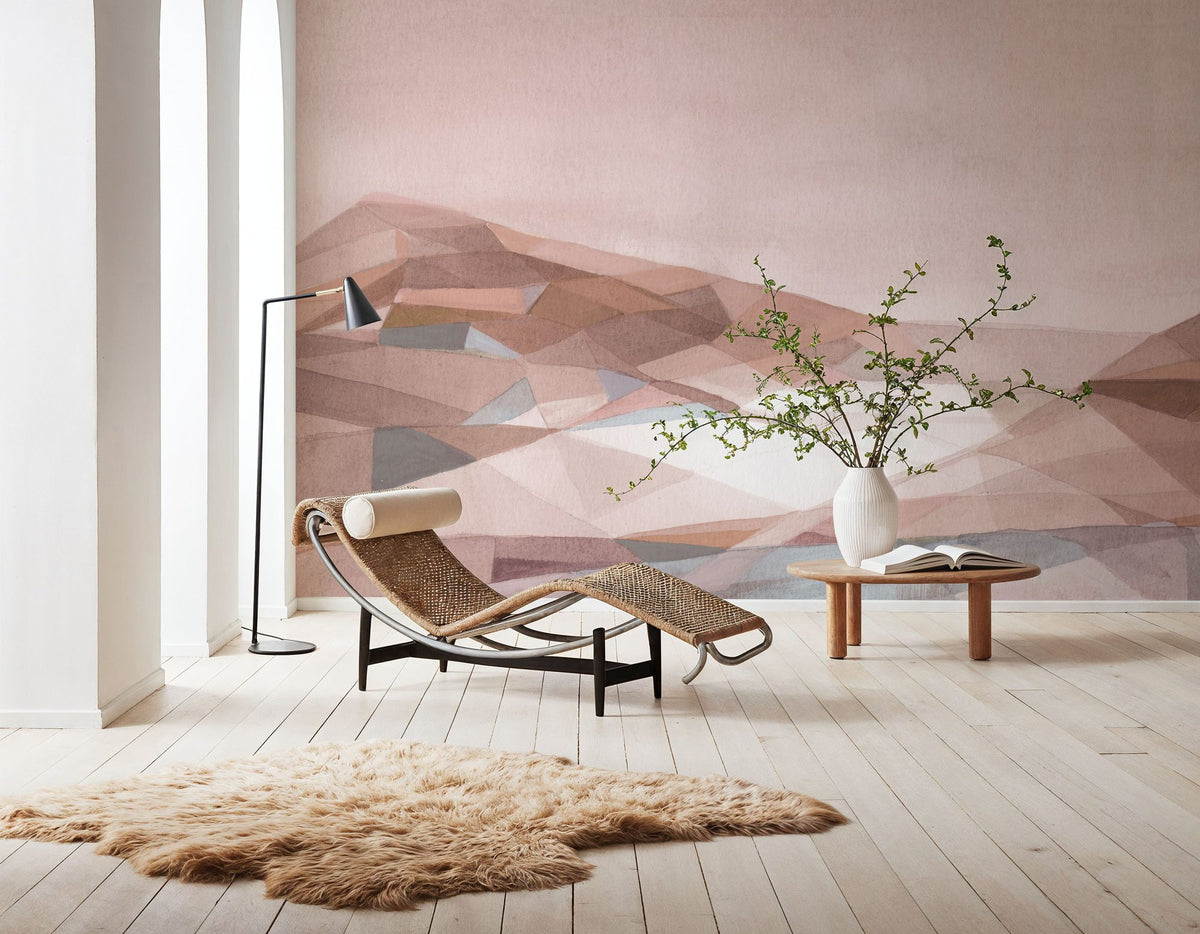 Warm Geometric Mountain Mural Wallpaper - room preview 06