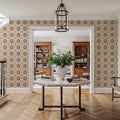 Geo Floral, Beige Mural Wallpaper - room preview 06