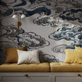 Ukiyo-e Clouds, Blues Mural Wallpaper - room preview 06