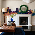Rome Italy Skyline Blue & Bronze Mural Wallpaper - room preview 06