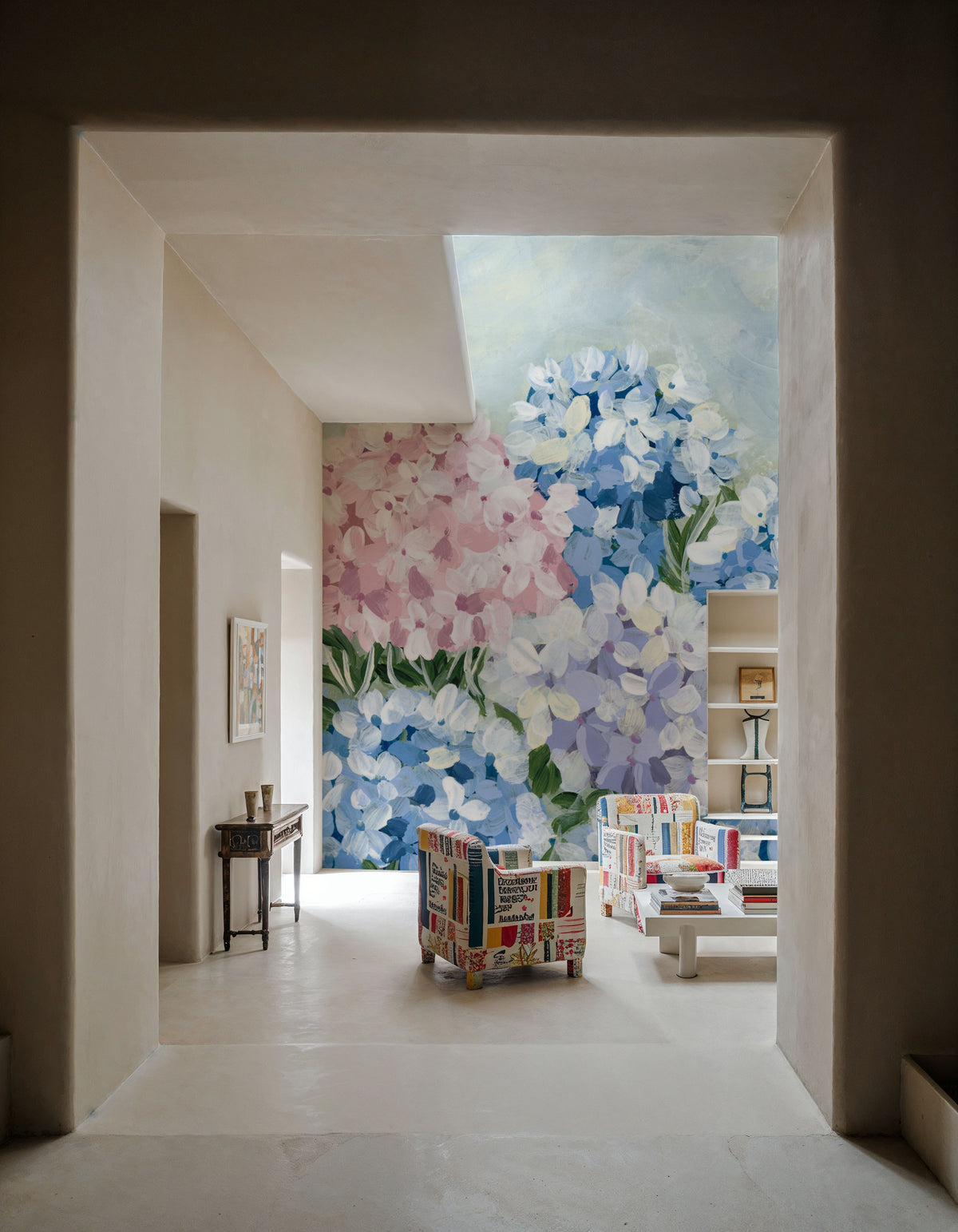 Hydrangea Meadow I Pink Mural Wallpaper - room preview 06