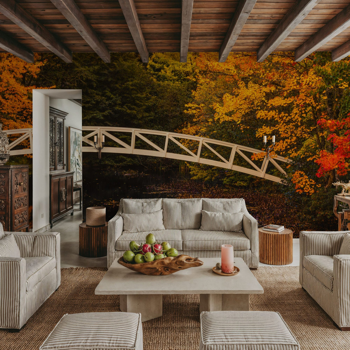 Autumn Footbridge Mural Wallpaper - room preview 06
