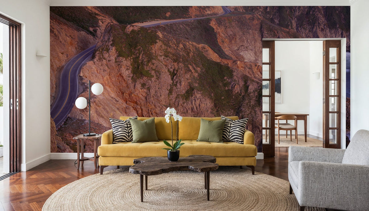 Coastal Cliff Highway Mural Wallpaper - room preview 06
