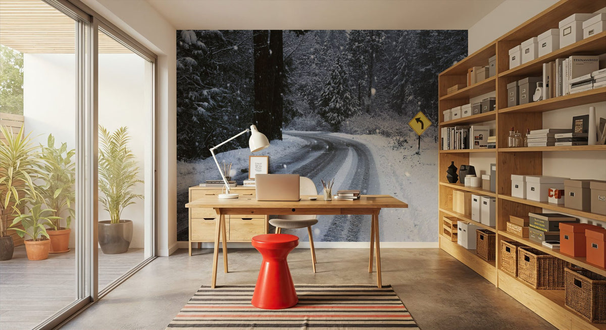 Winter Forest Journey Mural Wallpaper - room preview 06