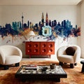 Kuala Lumpur Skyline Blue & Bronze Mural Wallpaper - room preview 06