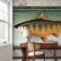 Brook Trout Birch Border Mural Wallpaper - room preview 06