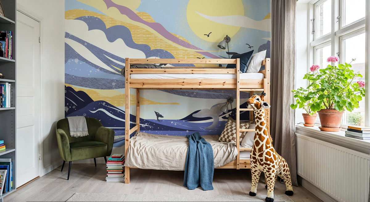 Coastal Apricity, Pewter Mural Wallpaper - room preview 06