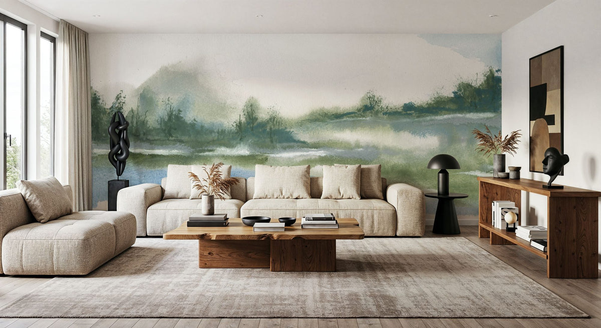 Lake Fog Mural Wallpaper - room preview 06