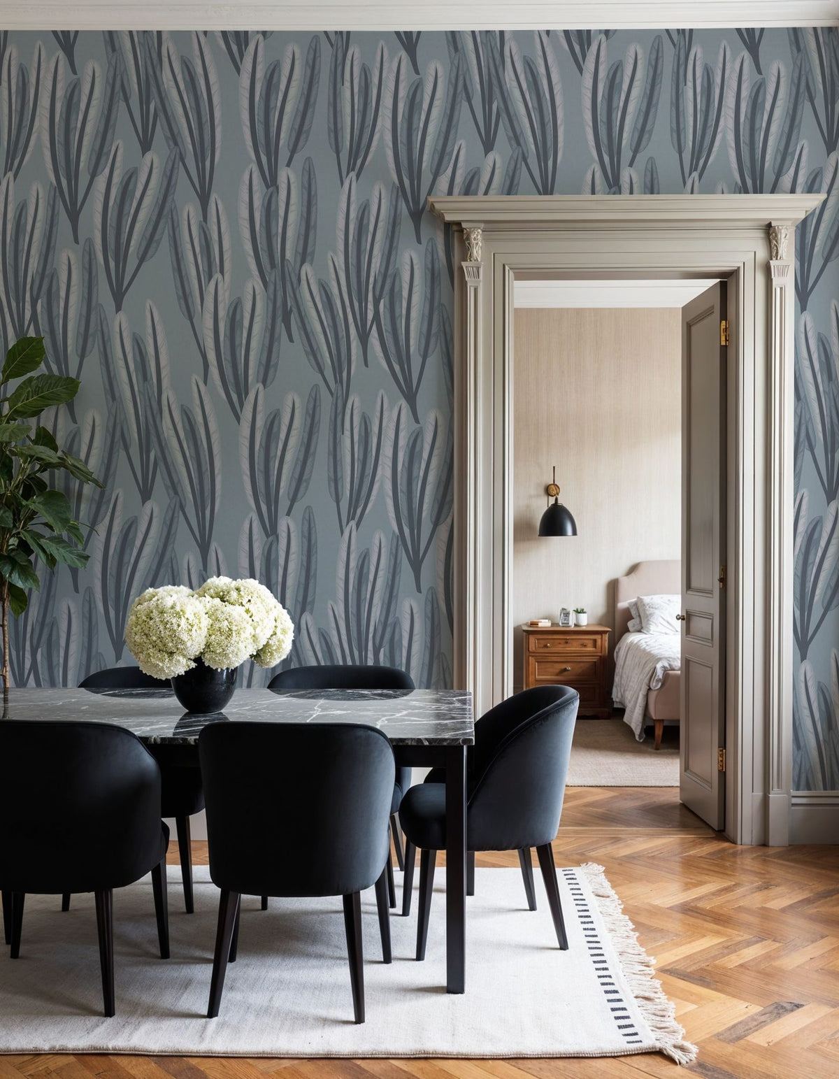 Palm on Grey Mural Wallpaper - room preview 06