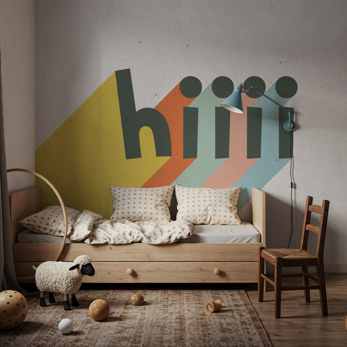 Hiiii Rainbow Mural Wallpaper - room preview 06