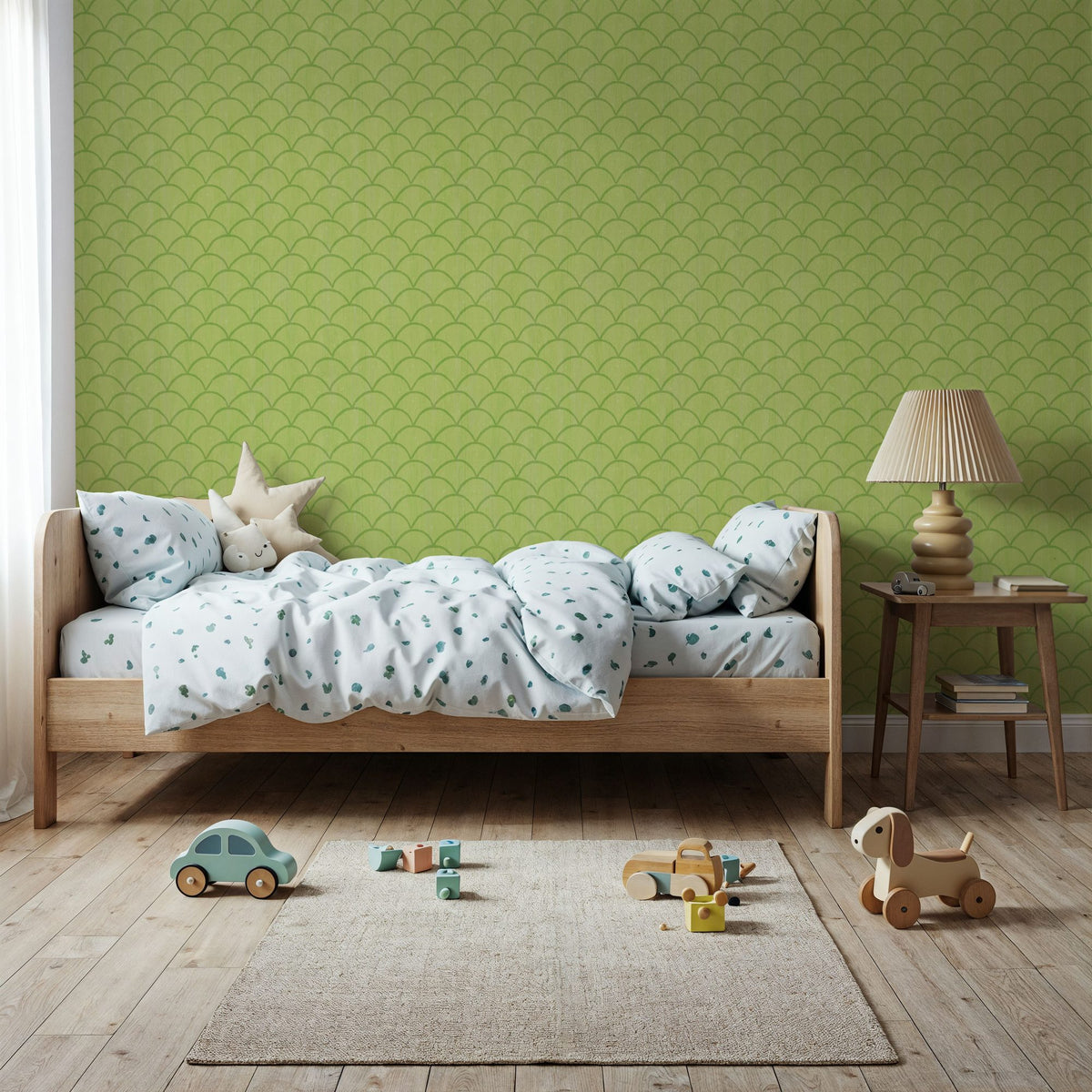 Coastal Scales Green Mural Wallpaper - room preview 06