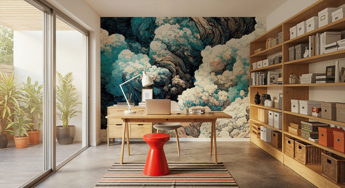 Clouds and Waves Mural Wallpaper - room preview 06