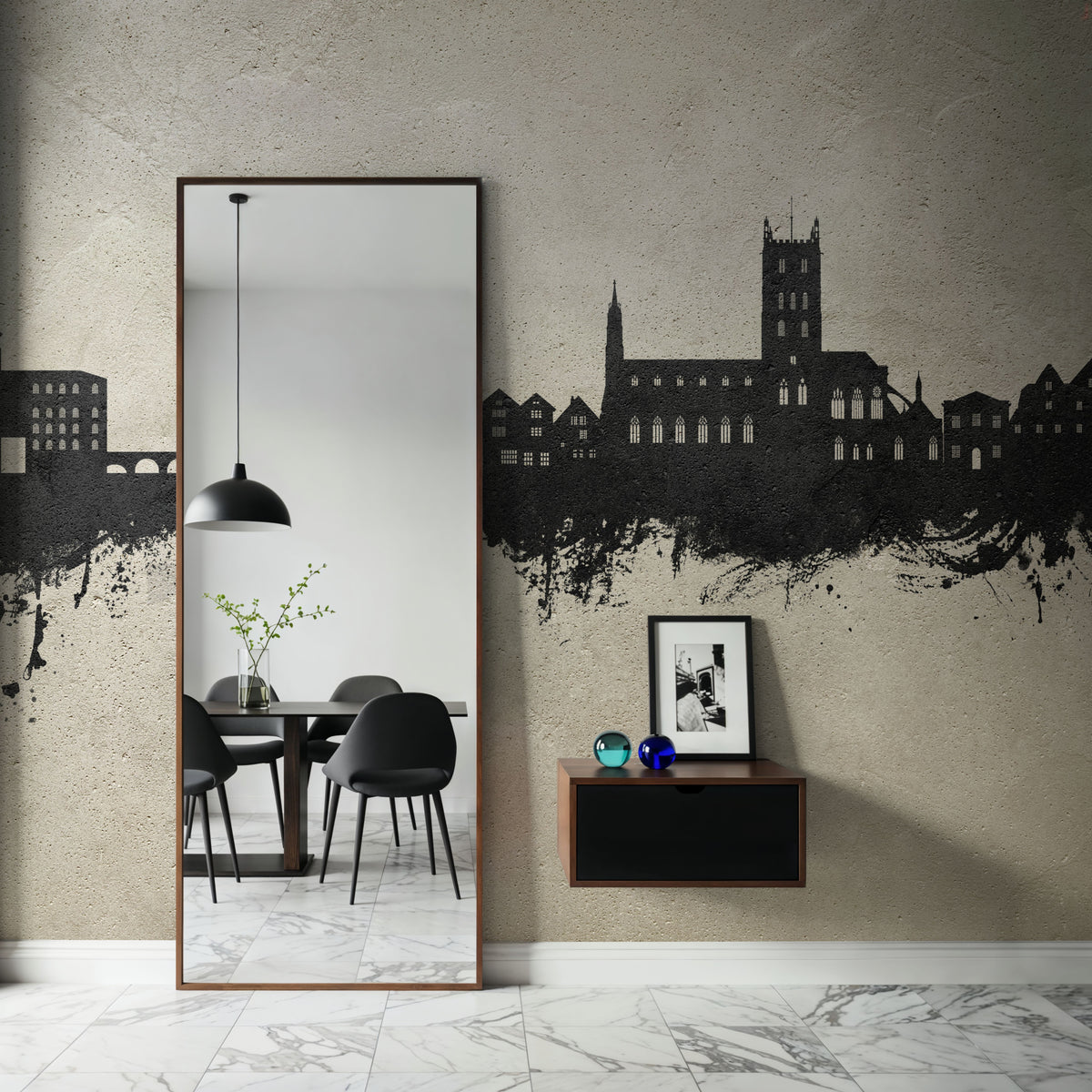 Tewkesbury England Skyline Concrete Mural Wallpaper - room preview 06