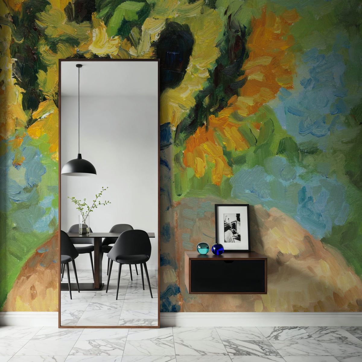 Sunflowers and Hydrangeas Mural Wallpaper - room preview 06