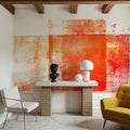 Rustic Red Geometry Mural Wallpaper - room preview 06