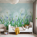 Dandelion Meadow, Blue Mural Wallpaper - room preview 06