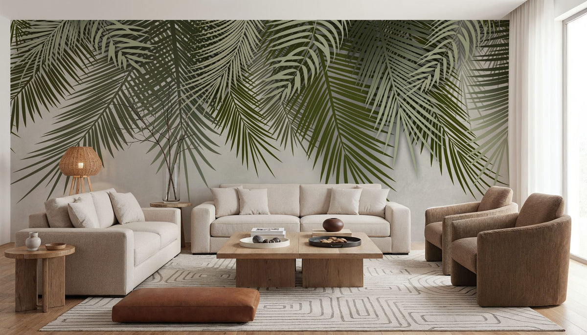 Home Grown Palms Mural Wallpaper - Neutral Tone - room preview 06