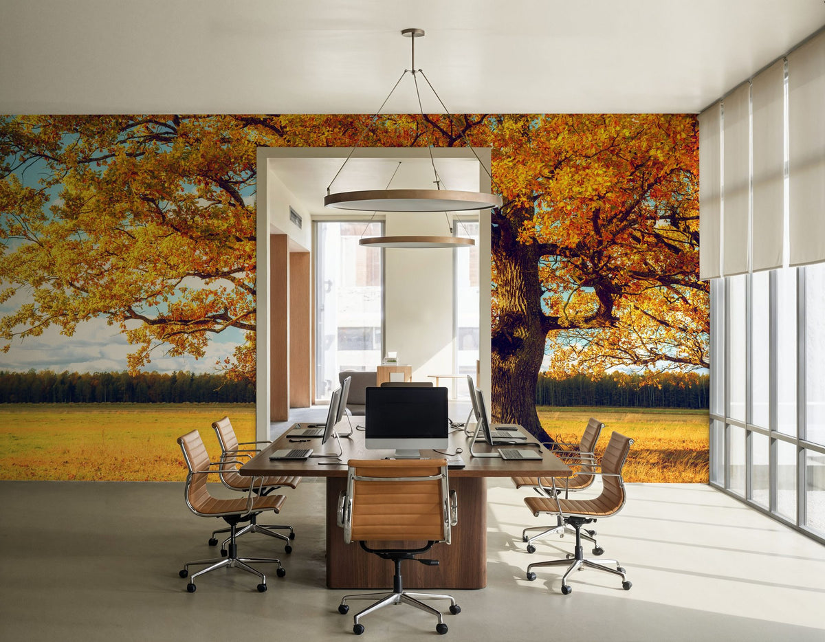 Golden Fall Tree Mural Wallpaper - room preview 06