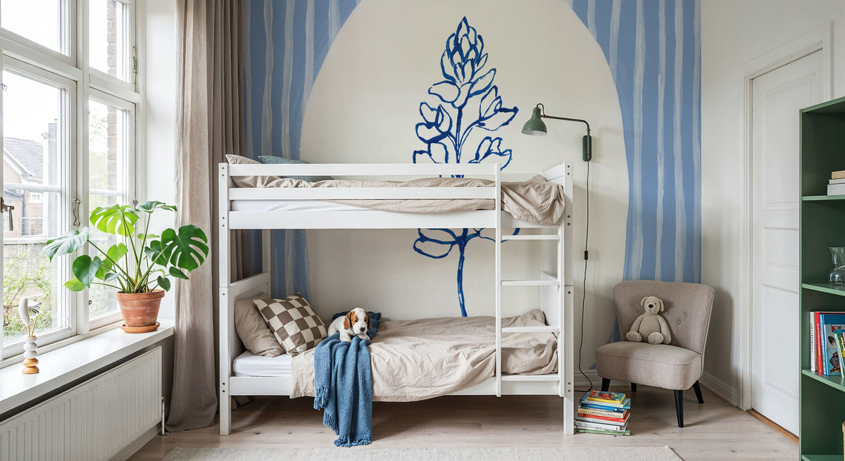 Striped Floral II Mural Wallpaper - room preview 06