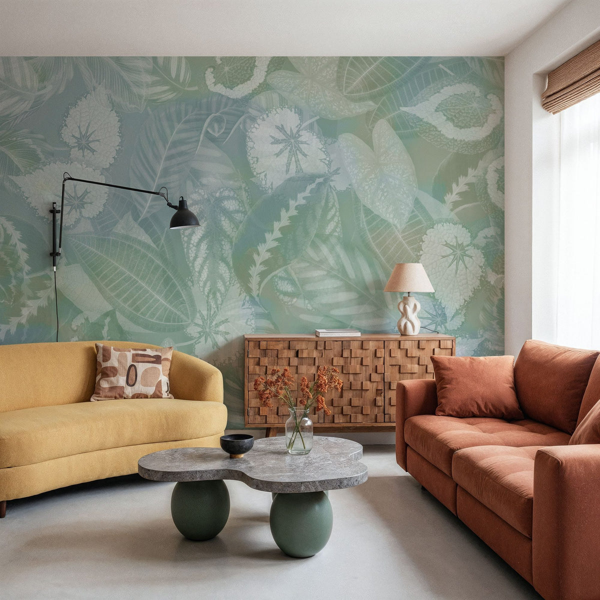 Secret Leaves Mural Wallpaper - Neutral Tone - room preview 06