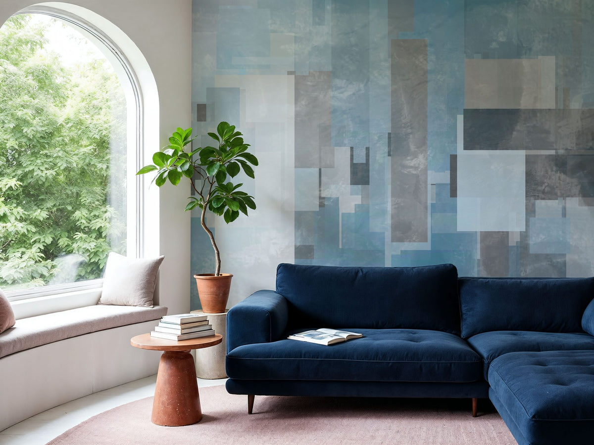 Dwellpaper Geometric Abstract Blue Mural Wallpaper image 6