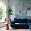 Geometric Abstract Blue Mural Wallpaper - room preview 06