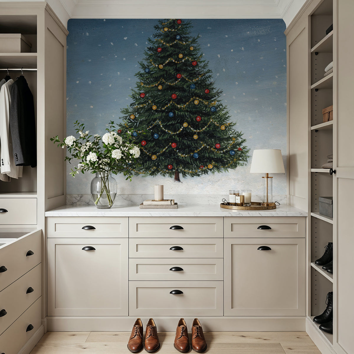 Deck the Halls Tree Mural Wallpaper - room preview 06