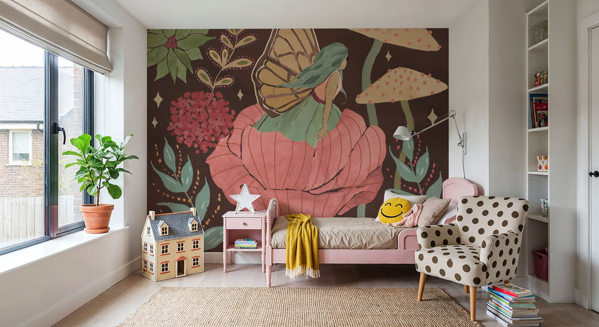 Floralscape Fairies II Dark Mural Wallpaper - room preview 06