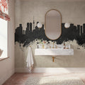 Tokyo Japan Skyline Concrete Mural Wallpaper - room preview 06