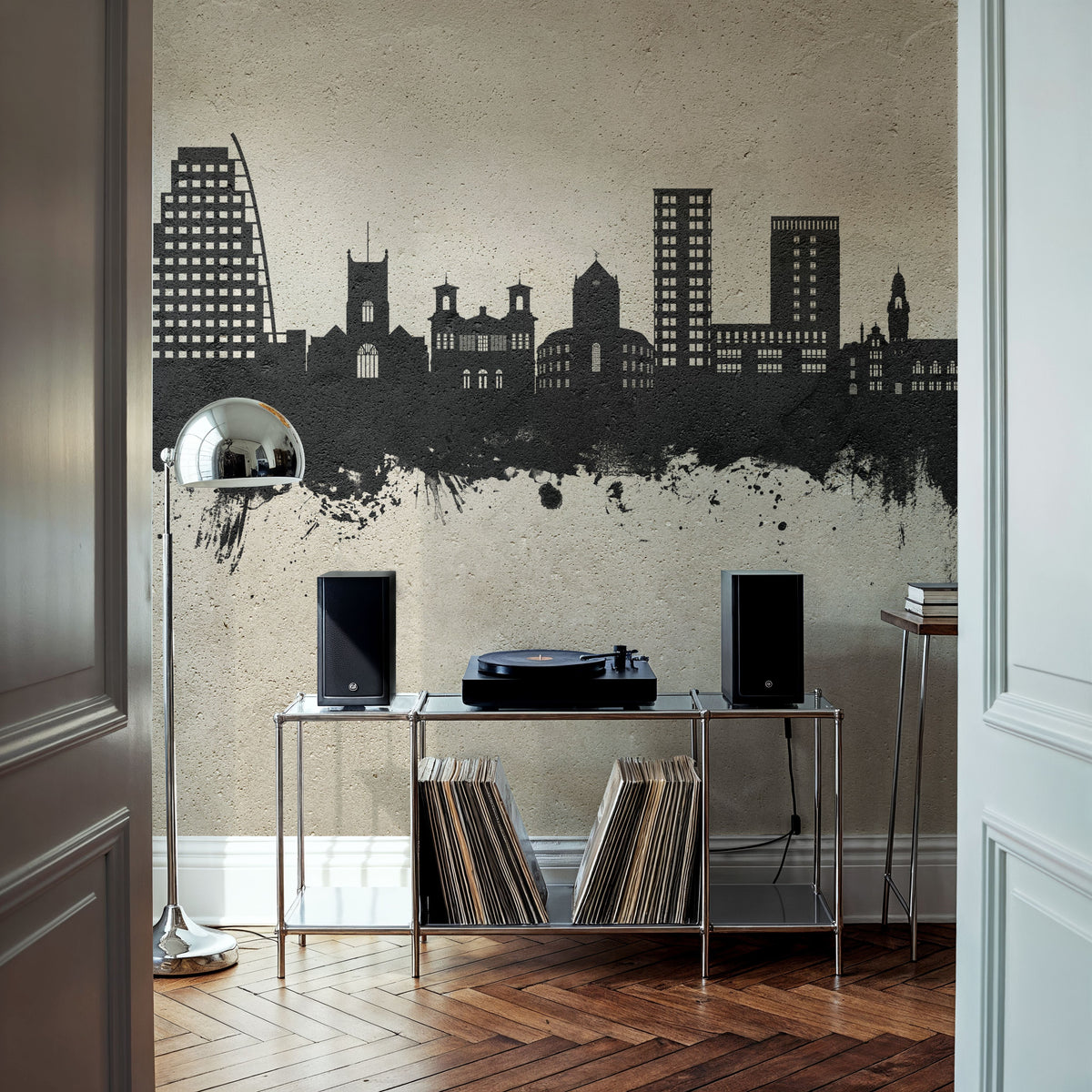 Kingston Upon Thames England Skyline Concrete Mural Wallpaper - room preview 06