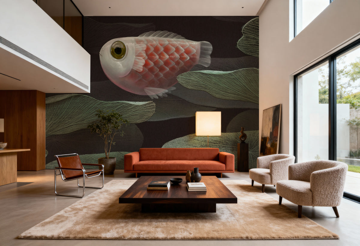 Lily Pond Koi Mural Wallpaper - room preview 06