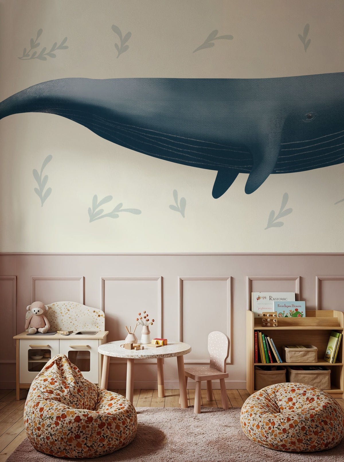 Ocean Life Whale Mural Wallpaper - room preview 06