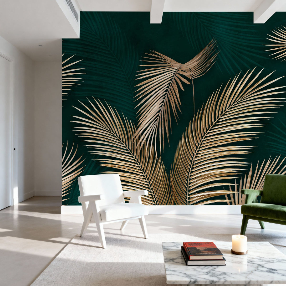 Monumental Leaf Mural Wallpaper - room preview 06