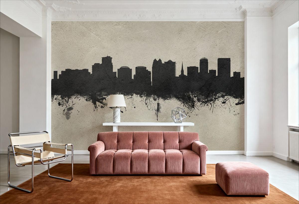 Orlando Florida Skyline Concrete Mural Wallpaper - room preview 06
