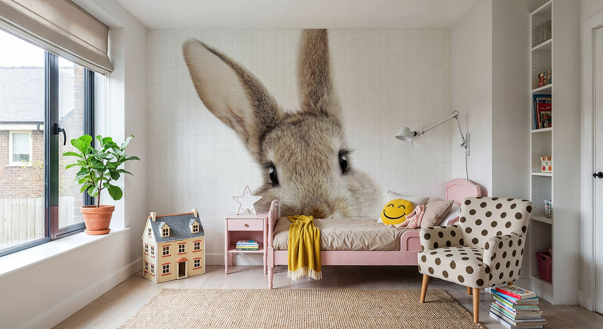 Peekaboo Bunny Mural Wallpaper - room preview 06