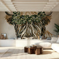 Harvest Cow Sage Square Mural Wallpaper - room preview 06